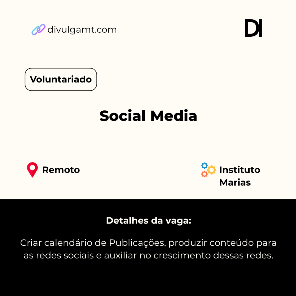 Vaga Remota de Social Media: Seja Voluntário no Instituto Marias